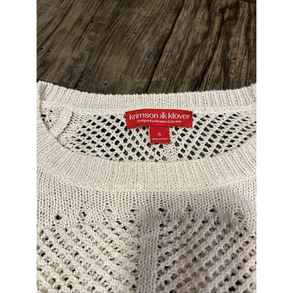 Krimson Klover Open Knit Boho Earthy Pullover Sweater Ivory Small USA feminine - Picture 3 of 6